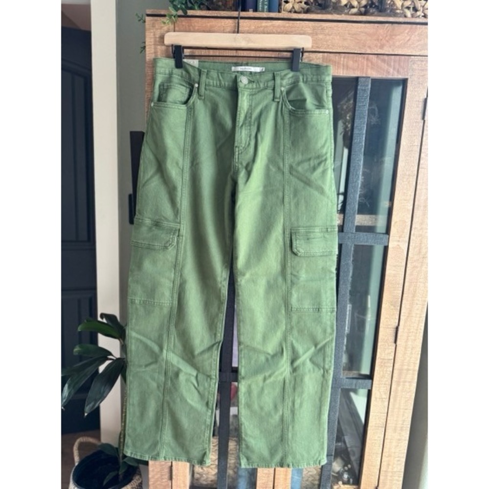 Hudson Rosie High Rise Wide Leg Cargo Jeans Cypress Green stretchy32 or 14 NEW